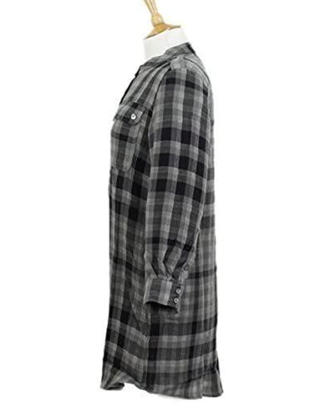 Burberry Gray Plaid Long-Sleeved Shirt