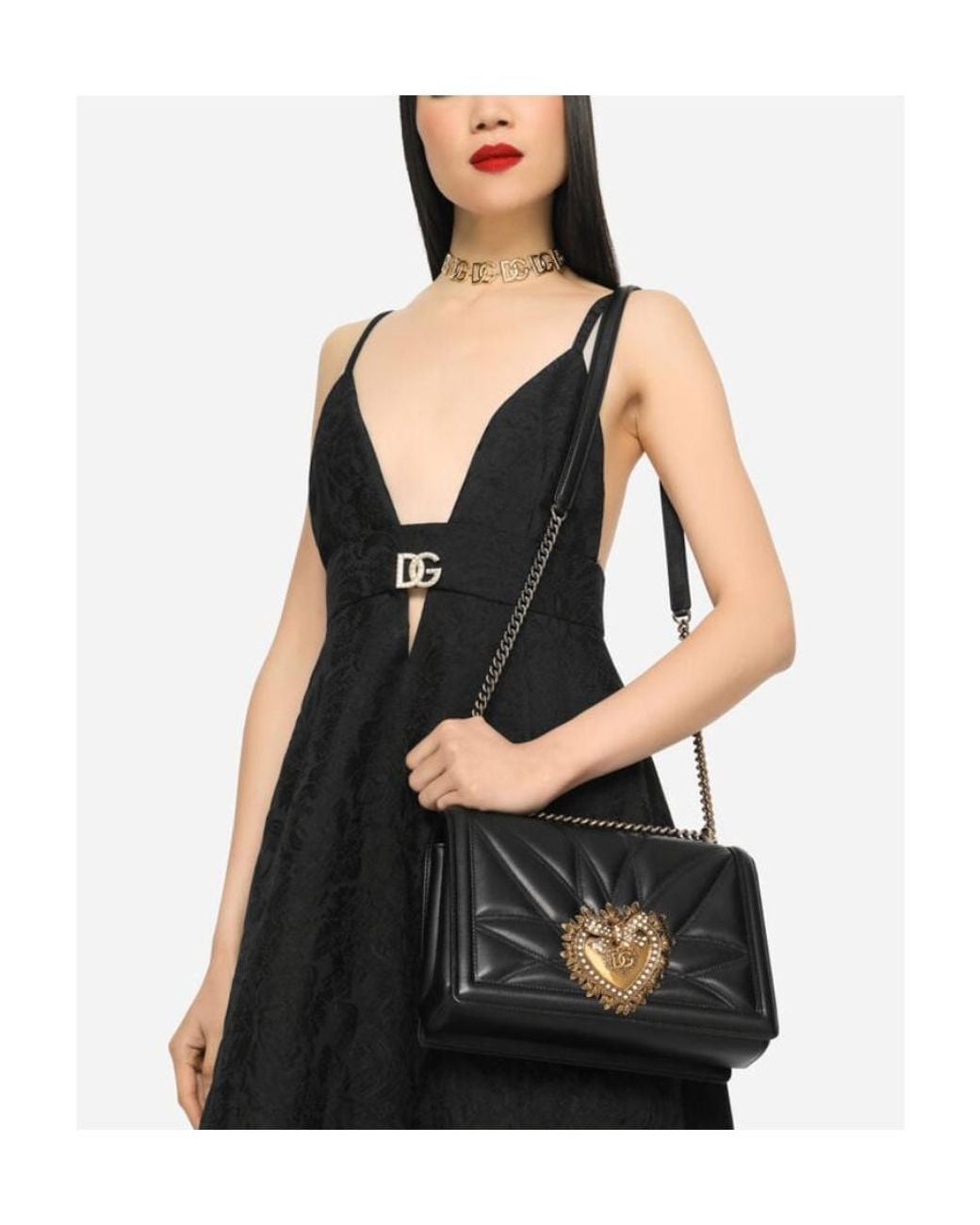 Dolce & Gabbana Black Logo Plaque Devotion Shoulder Bag