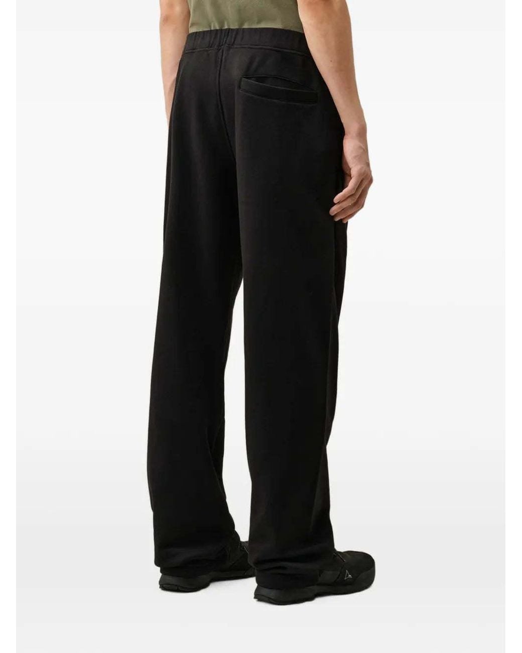 C P Company Black Logo-Embroidered Track Pants for men