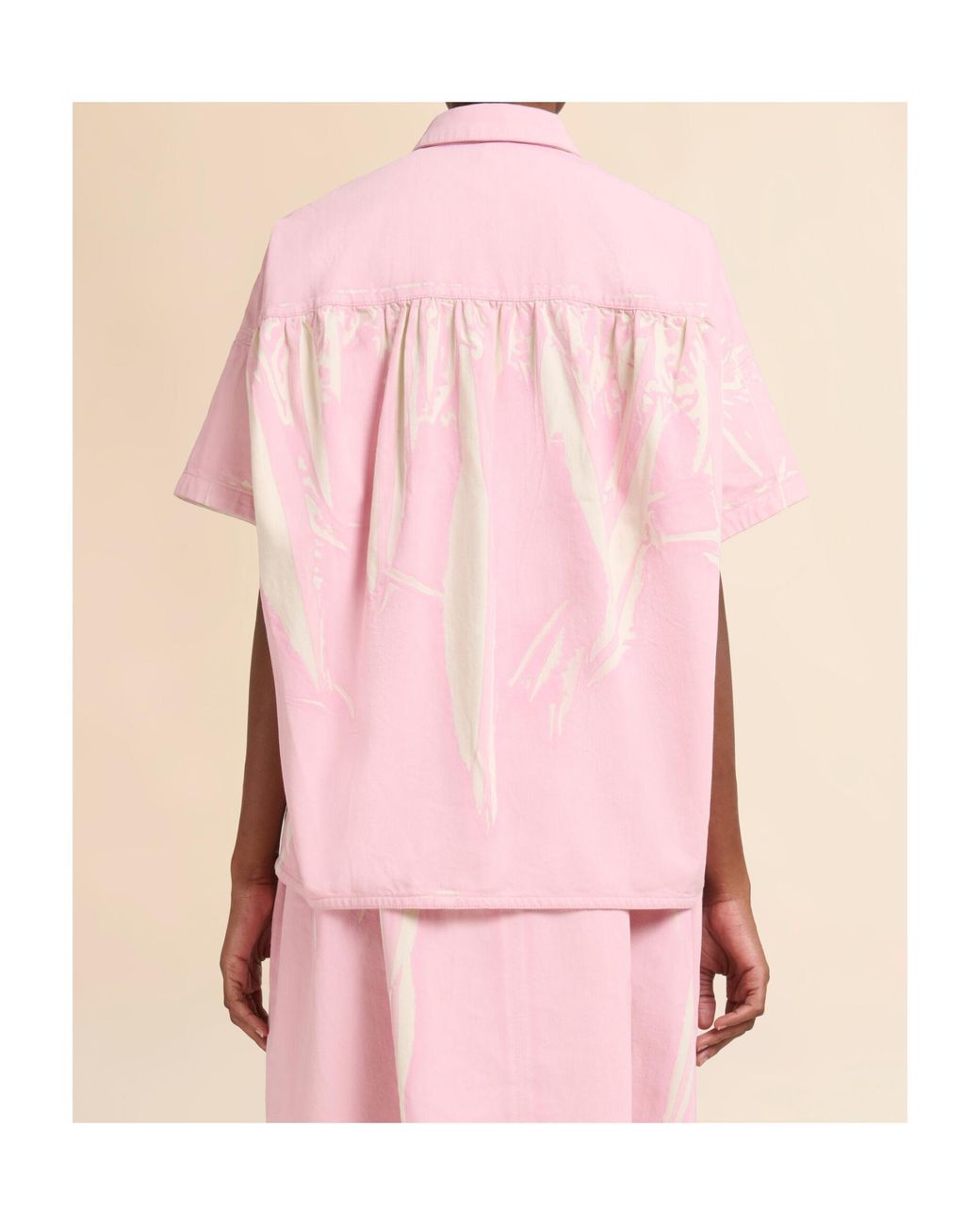 Marni Pink Printed Denim Short Sleeve Shirt