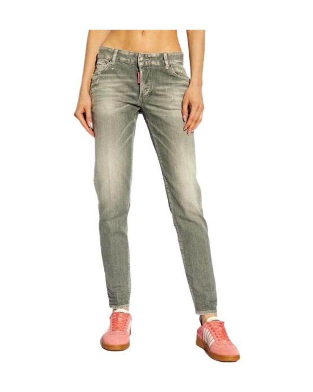 DSquared² Green Distressed Straight-Leg Jeans
