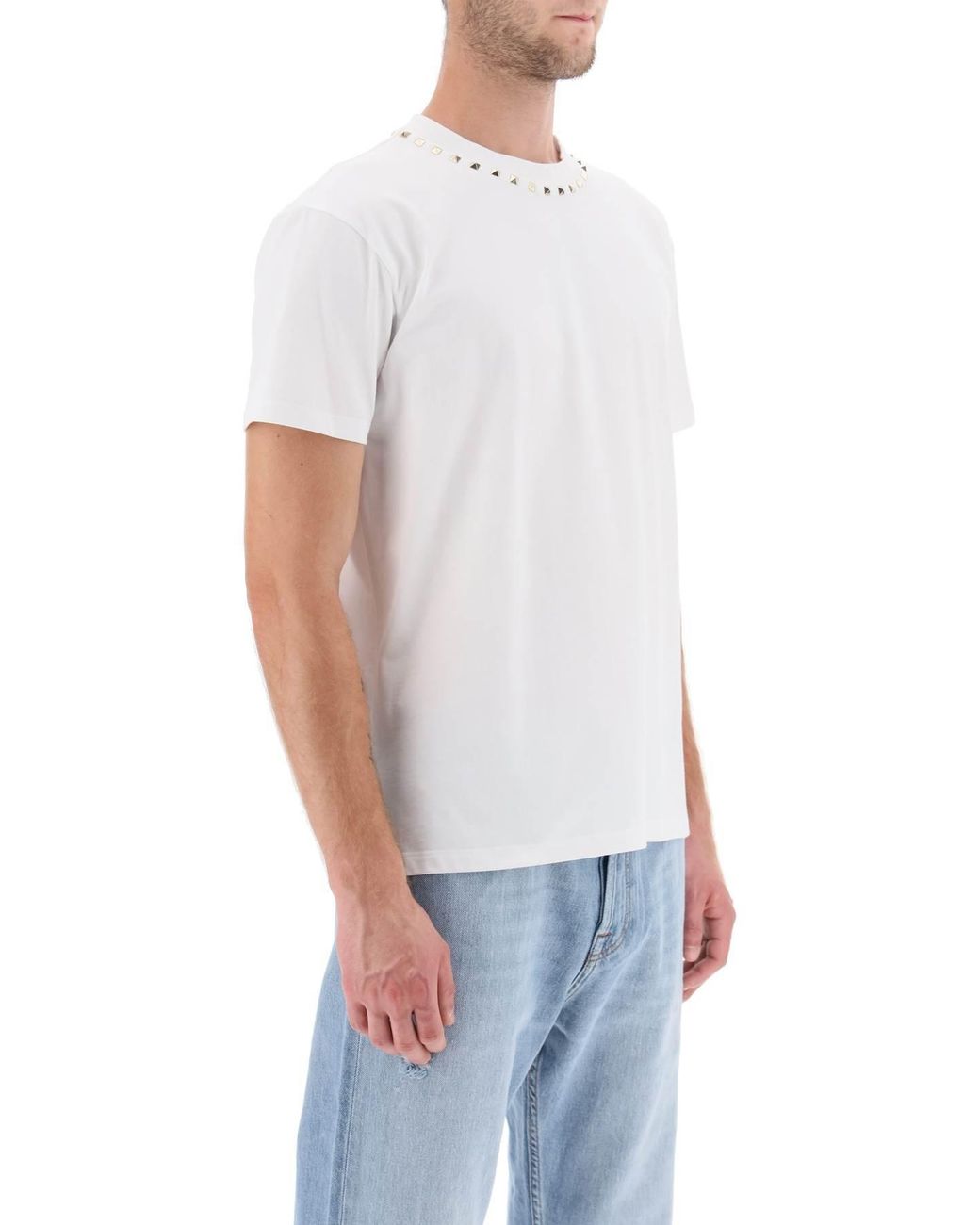 Valentino White Untitled Stud Crewneck T-Shirt for men