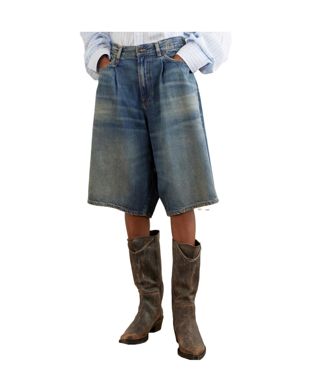 R13 Blue Denim Shorts