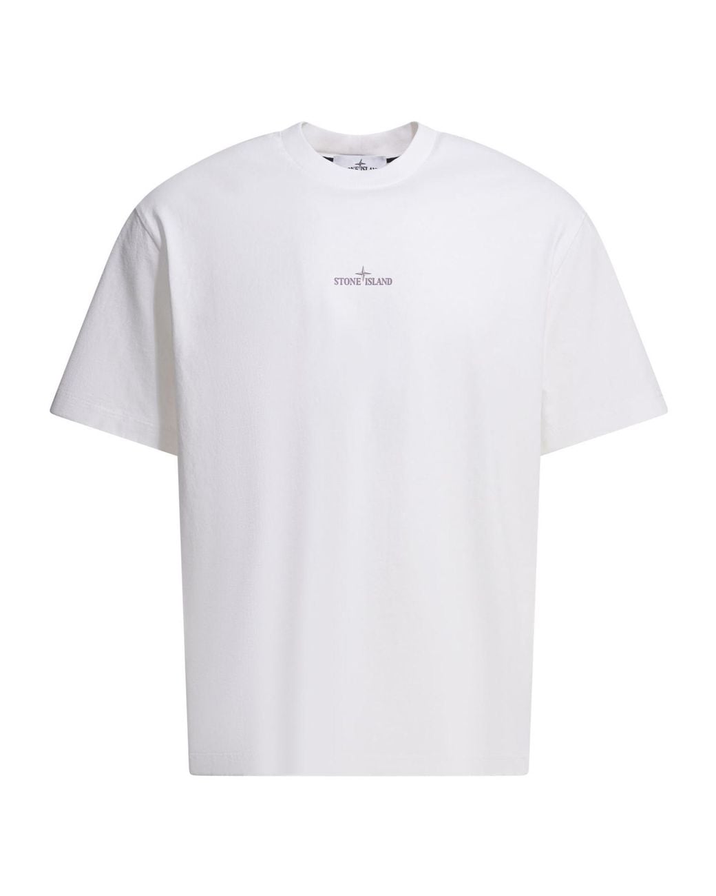 Stone Island White Cotton T-Shirt With Logo for men