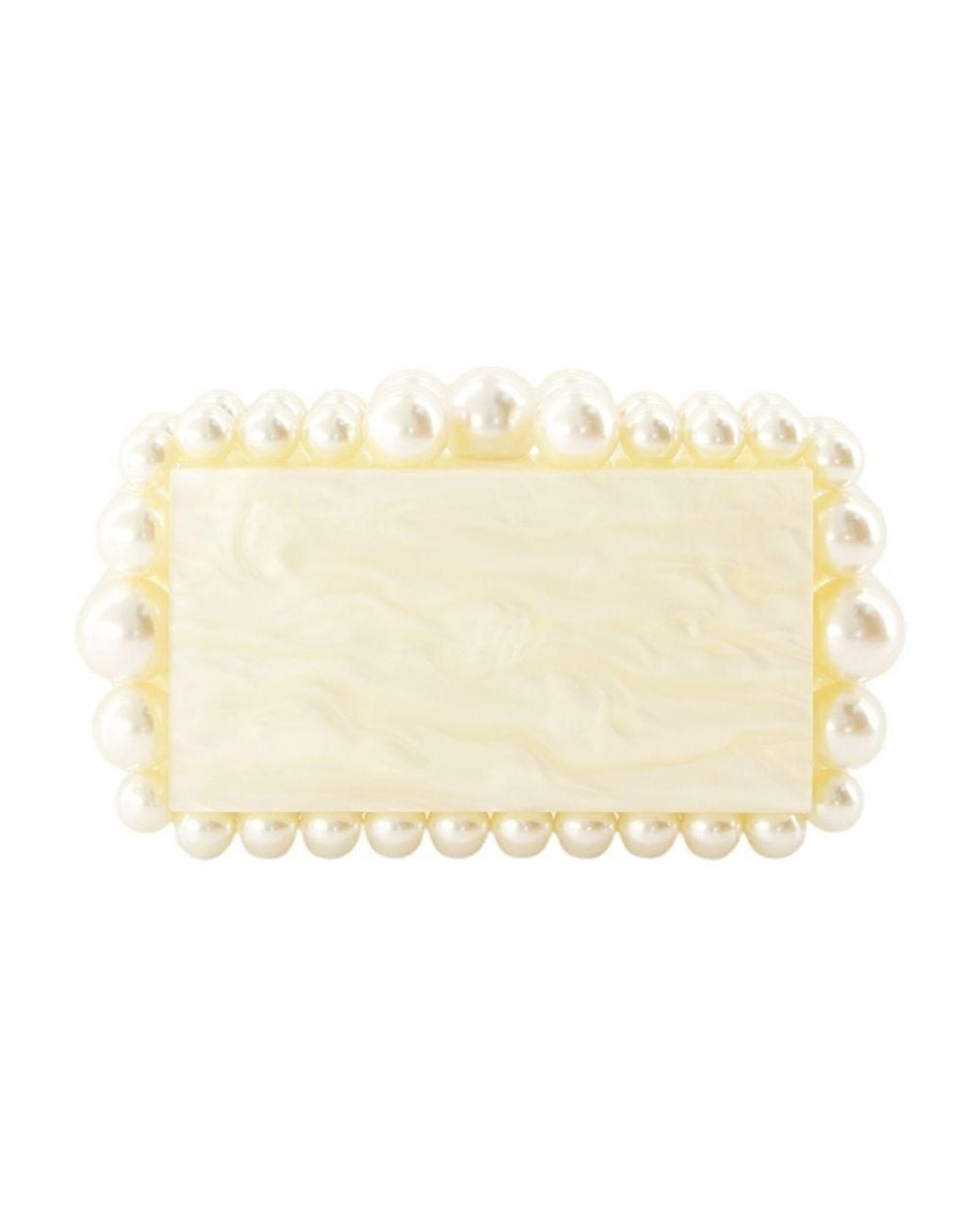 Cult Gaia Natural Eos Pearl-Embellished Cluch Bag