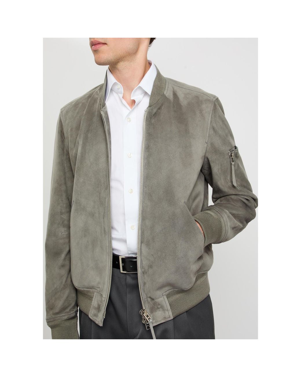 Tom Ford Gray Simple Suede Jacket for men
