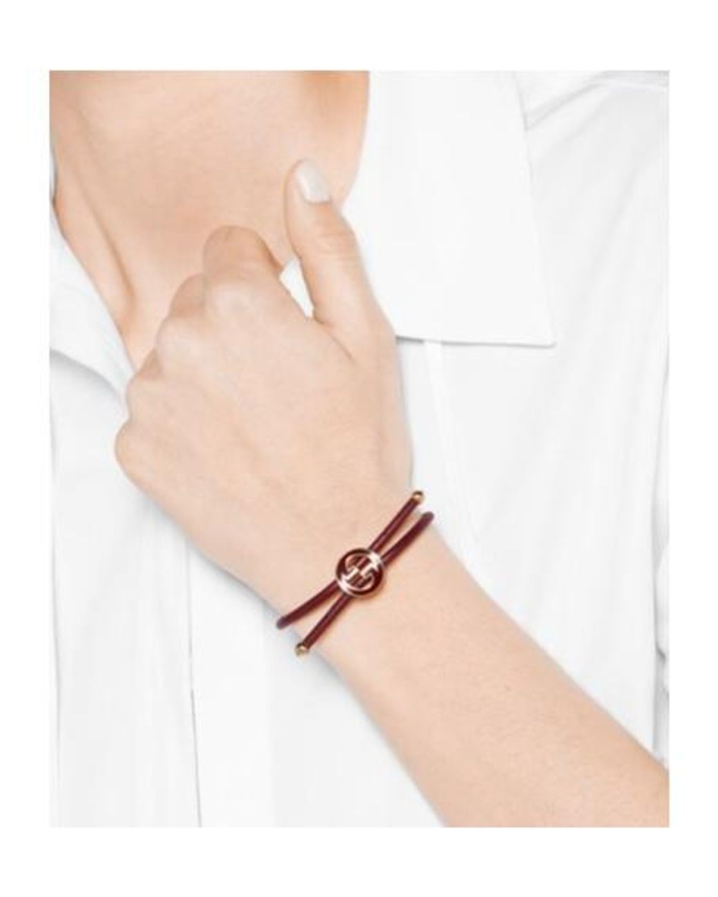 Gucci White Bracelet With Enamel Round Interlocking G