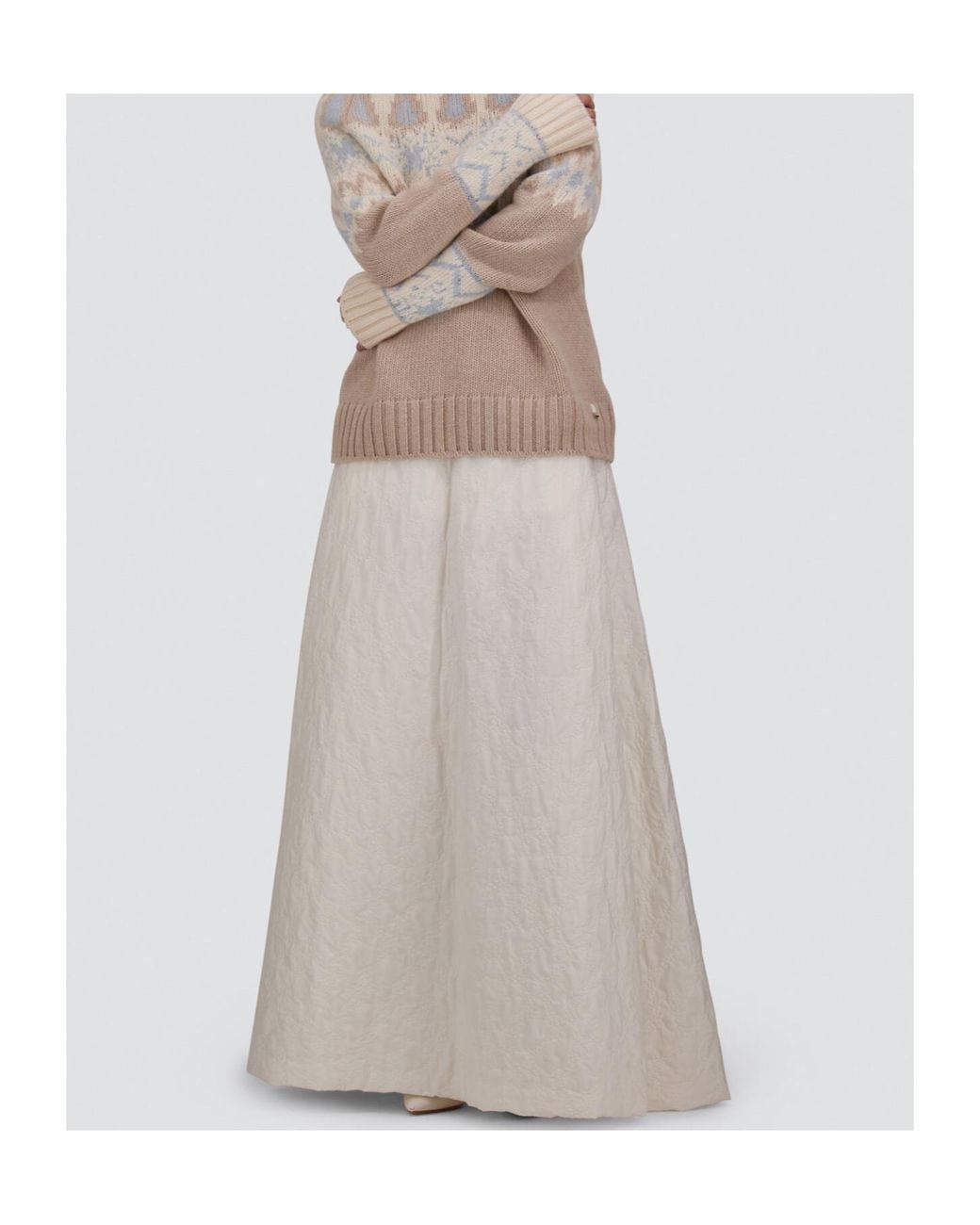 Herno White Drawstring Waist Maxi Skirt