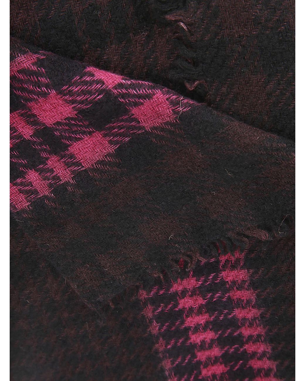 Faliero Sarti Red Checked Fringed-Edge Scarf