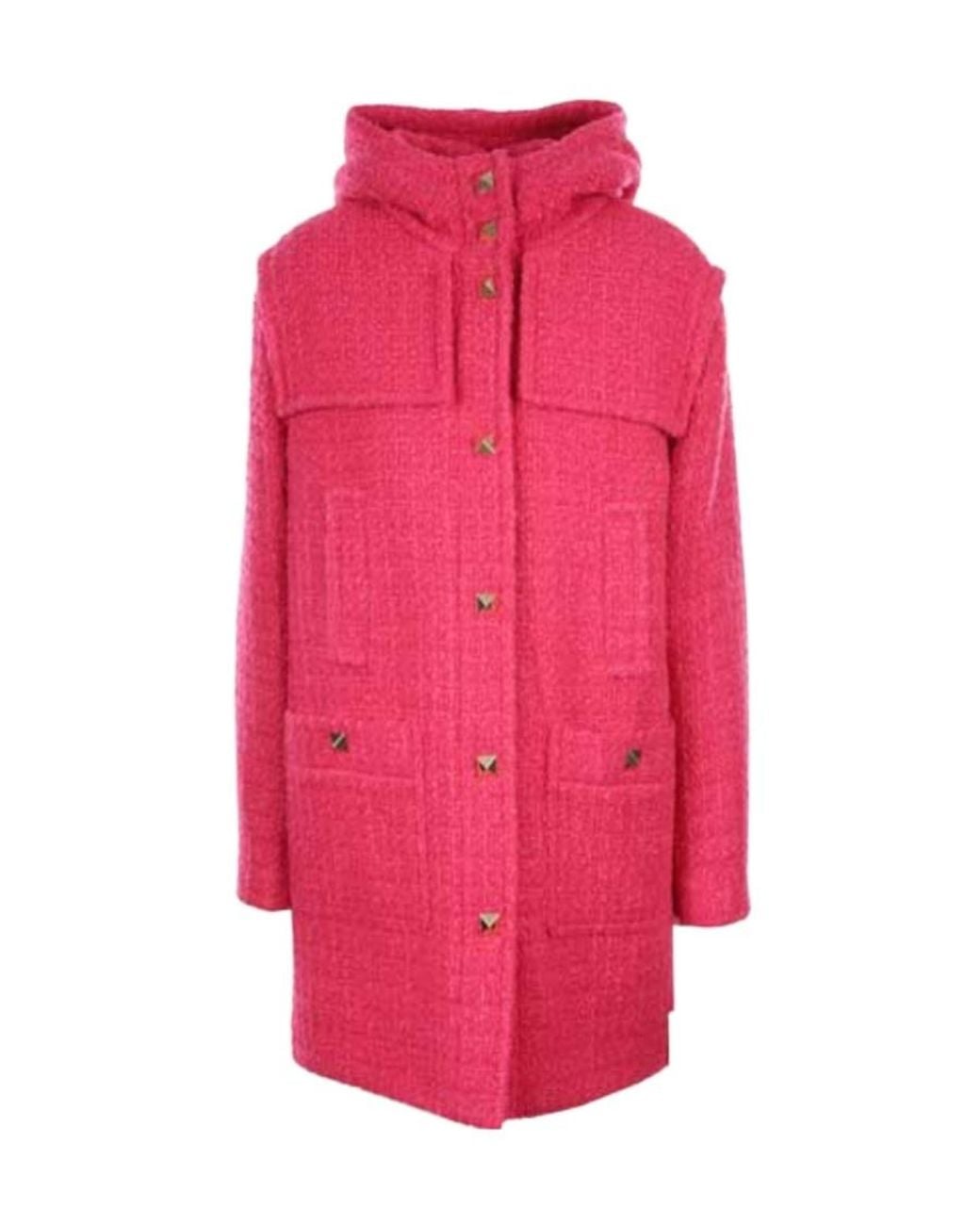 Valentino Pink Rivet Hooded Coat