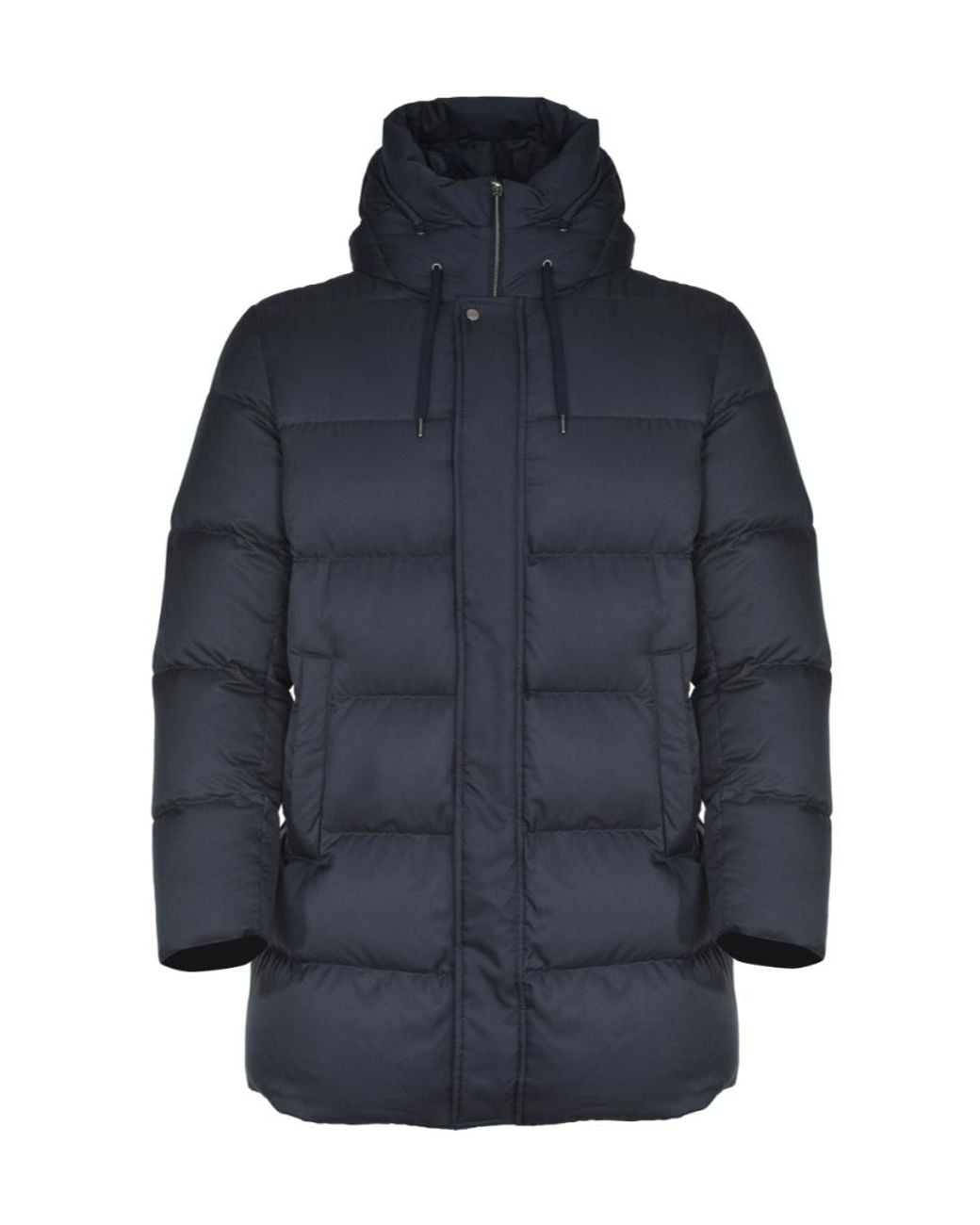 Herno Blue Long-Sleeved Hooded Down Jacket for men