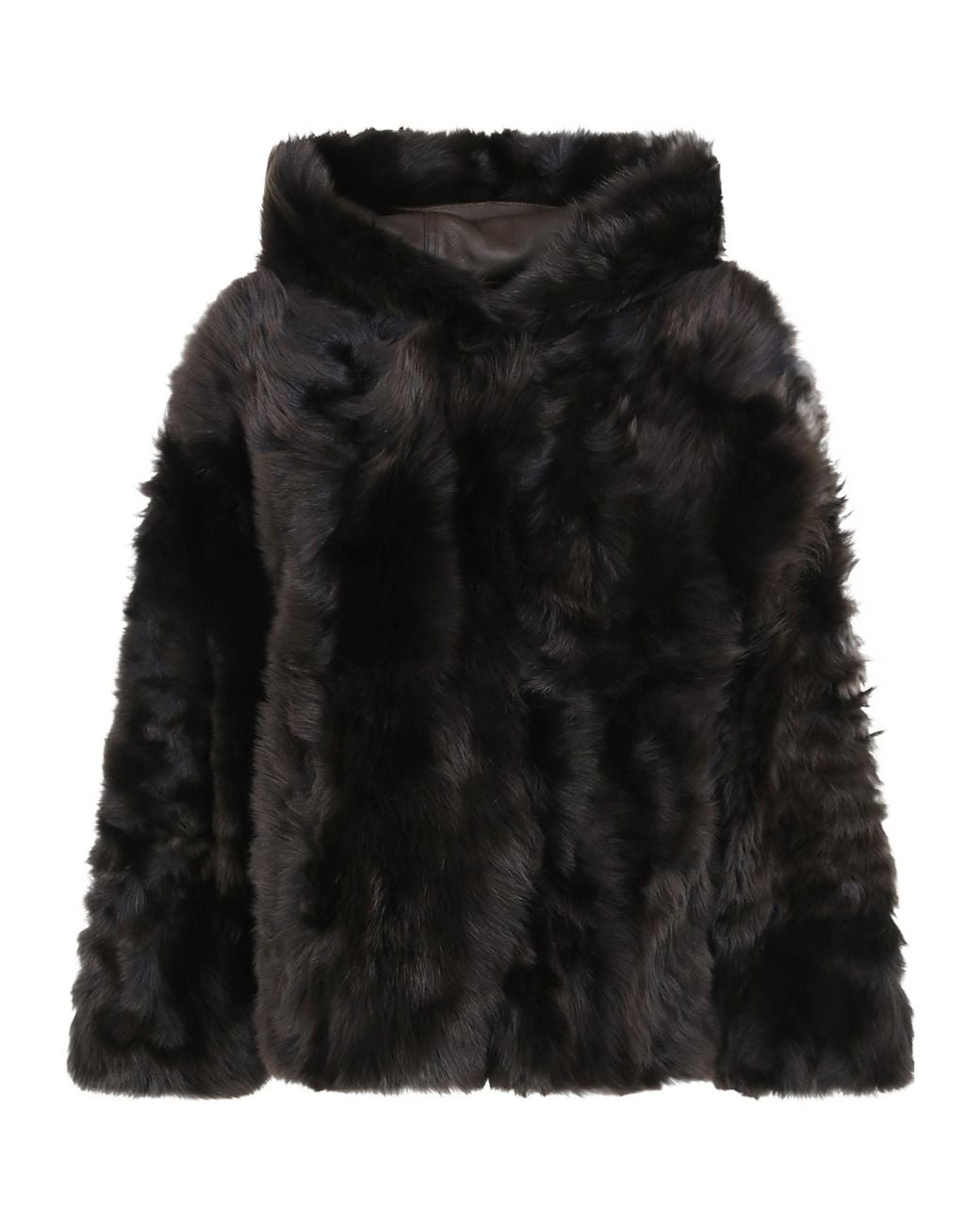 Yves Salomon Black Long-Sleeve Hooded Jacket