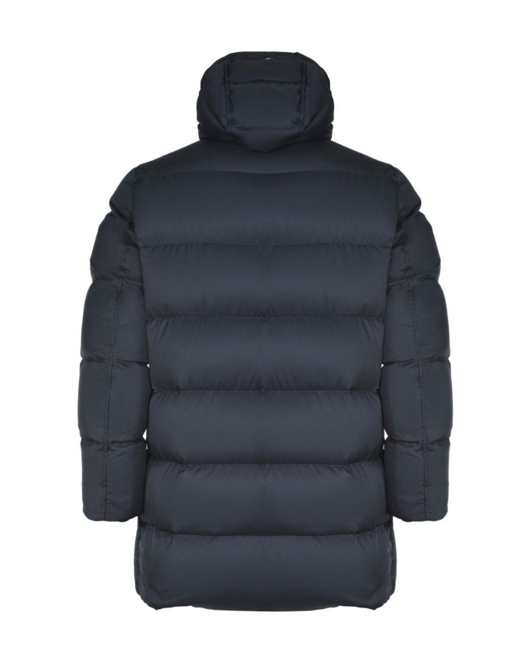 Herno Blue Long-Sleeved Hooded Down Jacket for men