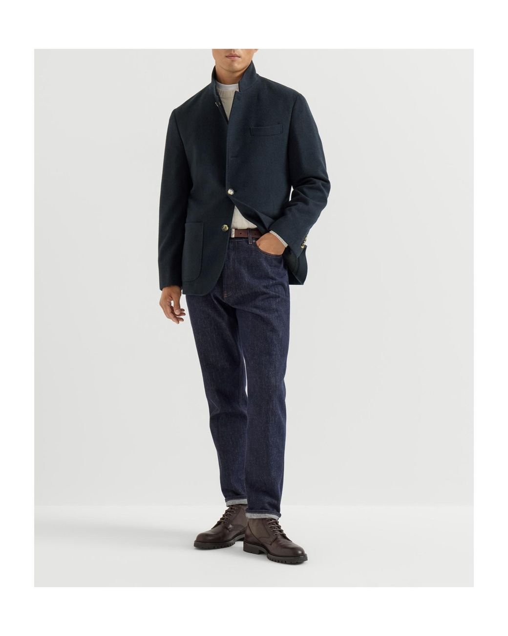 Brunello Cucinelli Blue Lightweight Water-Resistant Cashmere Outerwear Blazer for men