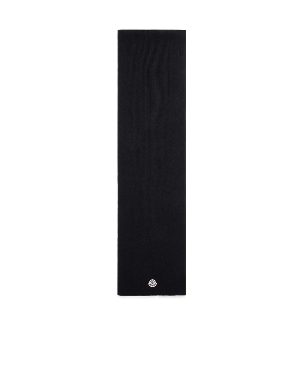 Moncler Black Logo Patch Knitted Scarf for men