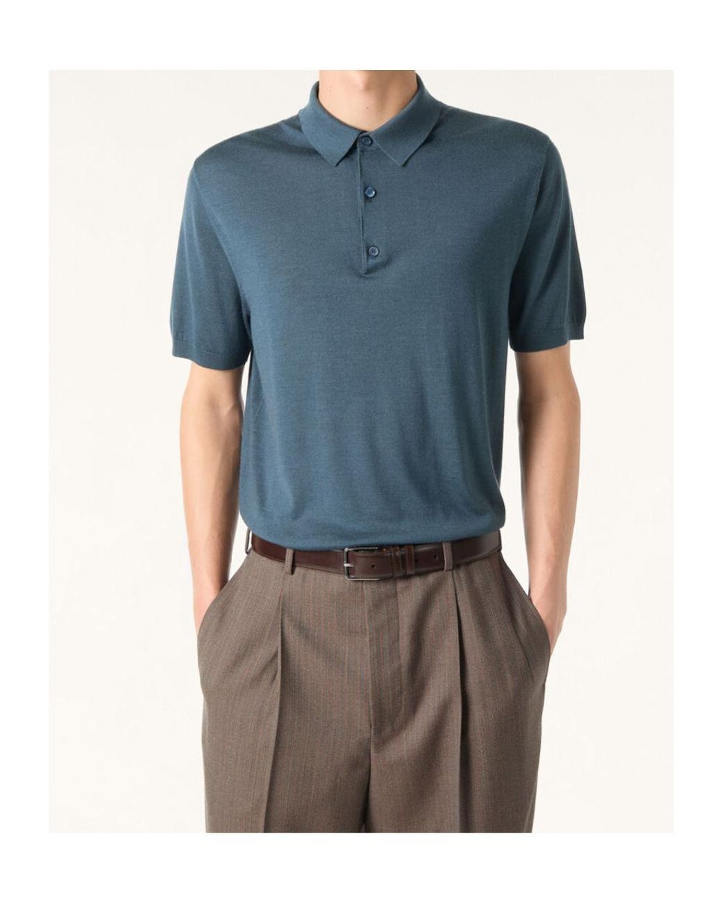 Loro Piana Blue Sottile Polo Shirt for men