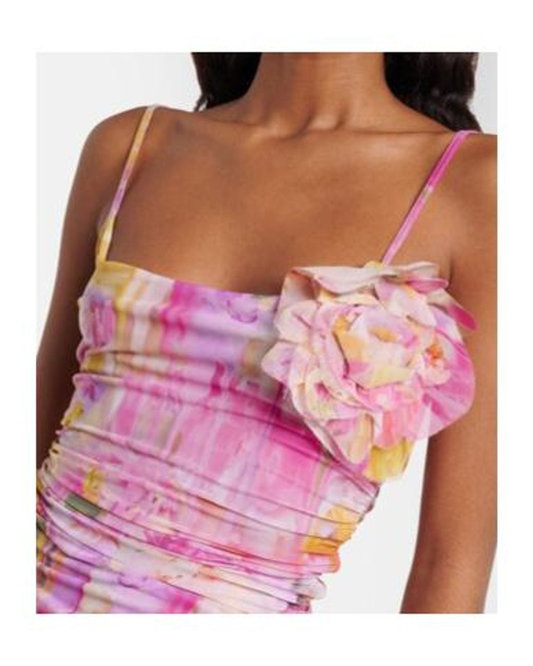Blumarine Pink Floral-Appliqué Printed Jersey Minidress