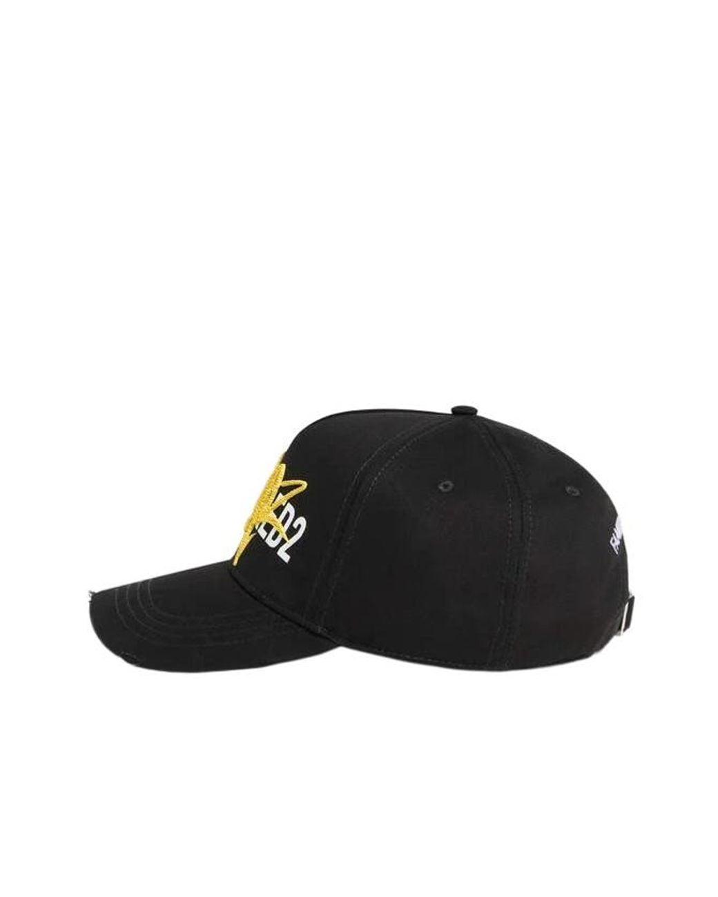DSquared² Black Logo Embroidered Distressed Baseball Cap for men