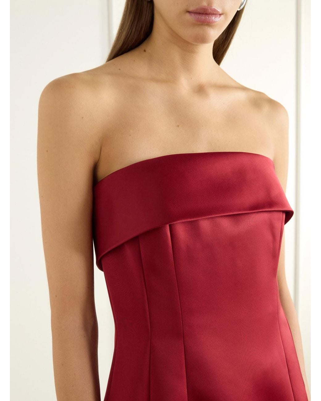 Emilia Wickstead Red Strapless Darted Duchess-Satin Midi Dress
