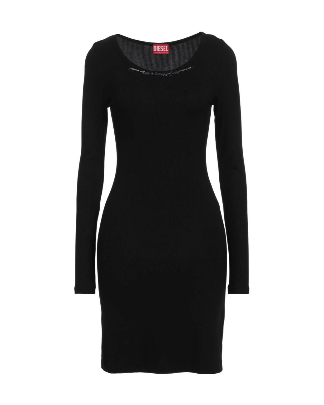 DIESEL Black Solid Color Flare Dress
