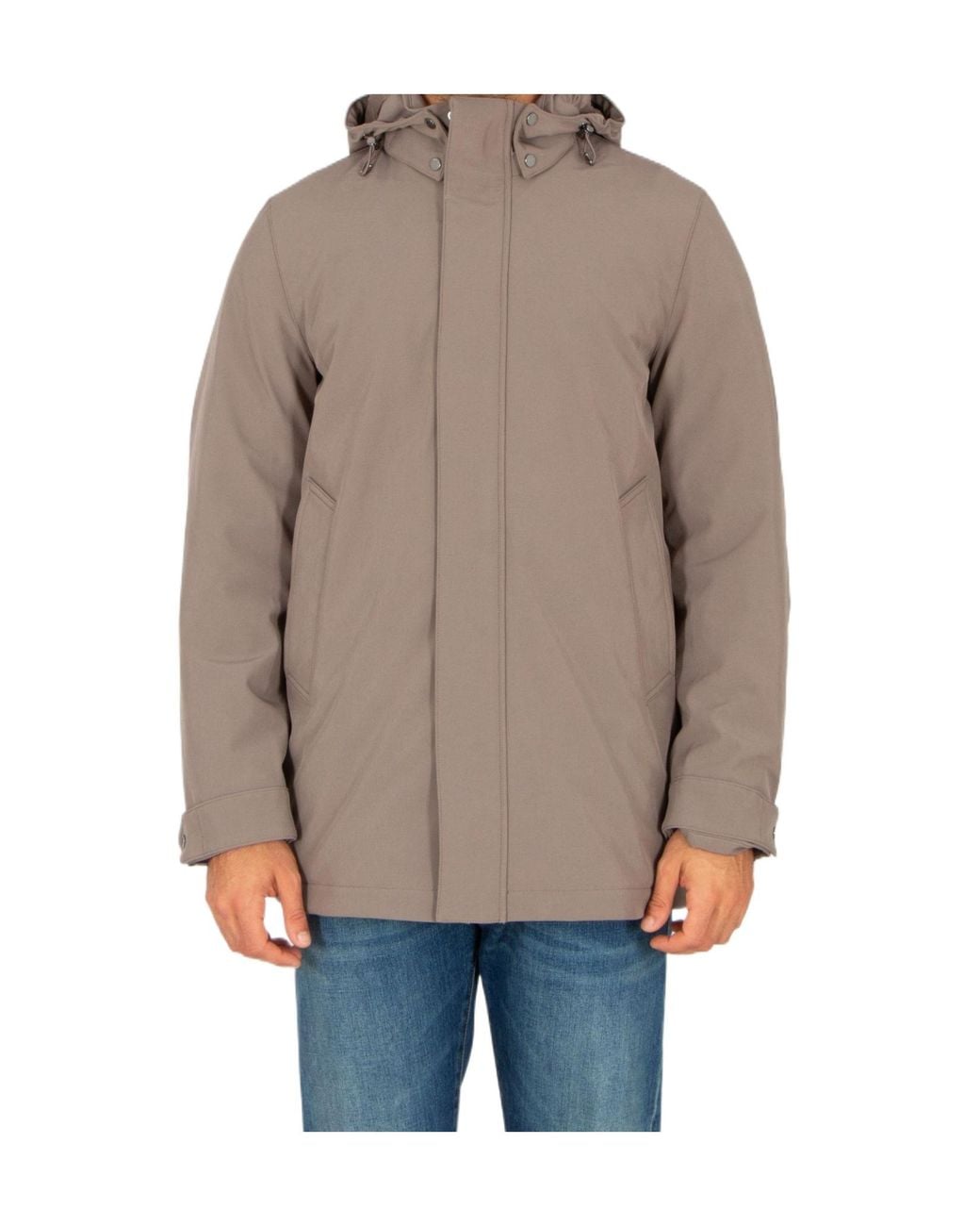 Woolrich Gray Regular Fit Soft Shell Down Barrow Mac Coat for men