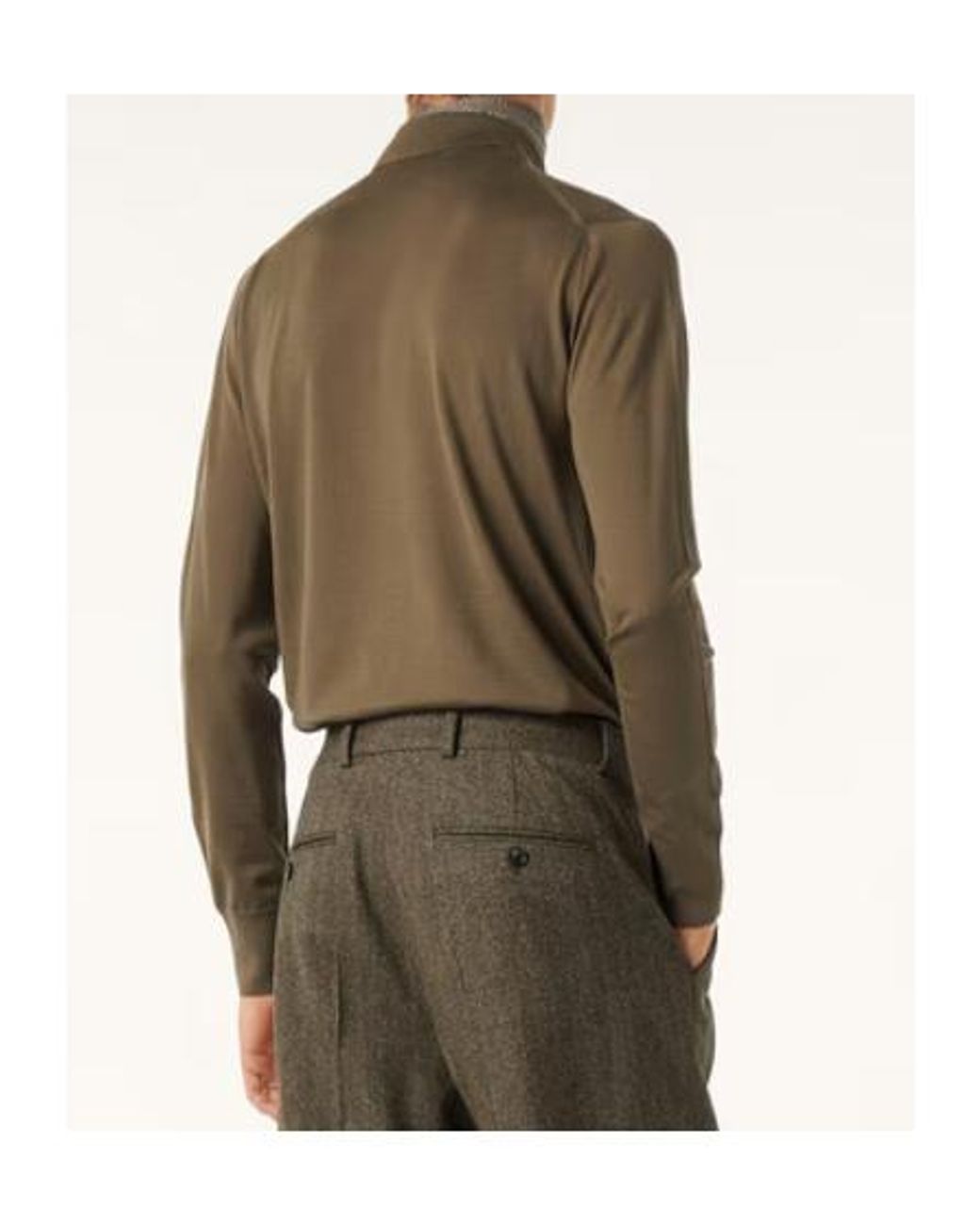 Loro Piana Green Long-Sleeve Polo-Collar Sweater for men