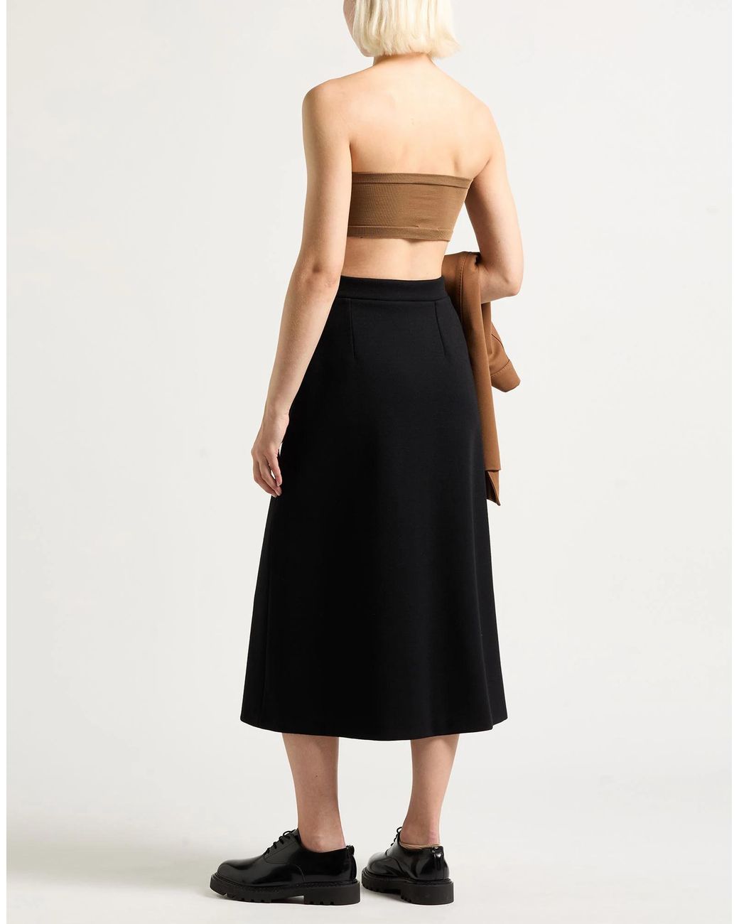 Saint Laurent Black Solid-Color Wool Pleated Skirt