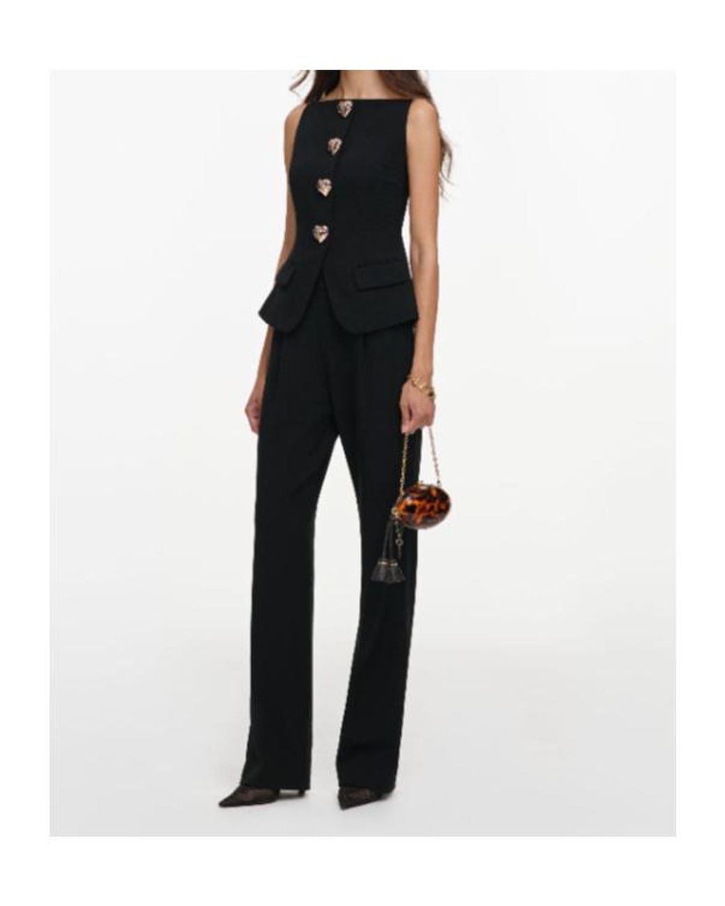 Self-Portrait Black Sleeveless Crepe Jumpsuit