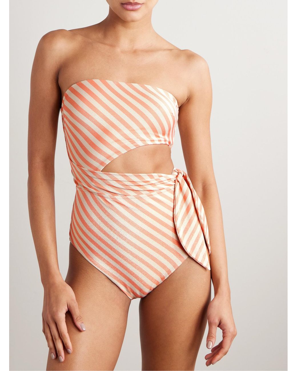 Zimmermann Pink Shiny Striped Swimsuit