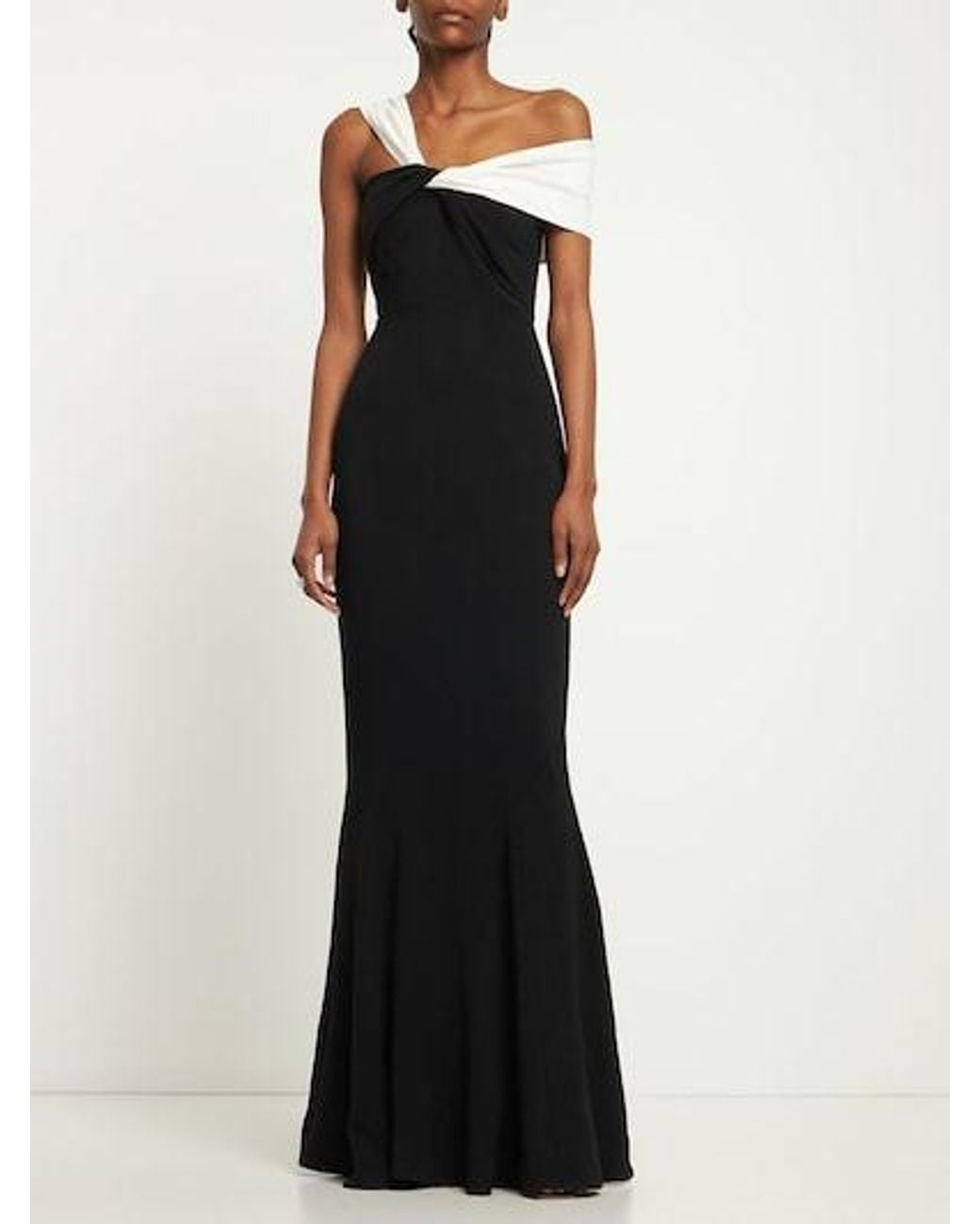Roland Mouret Black Asymmetrical Stretch Extra-Long Dress