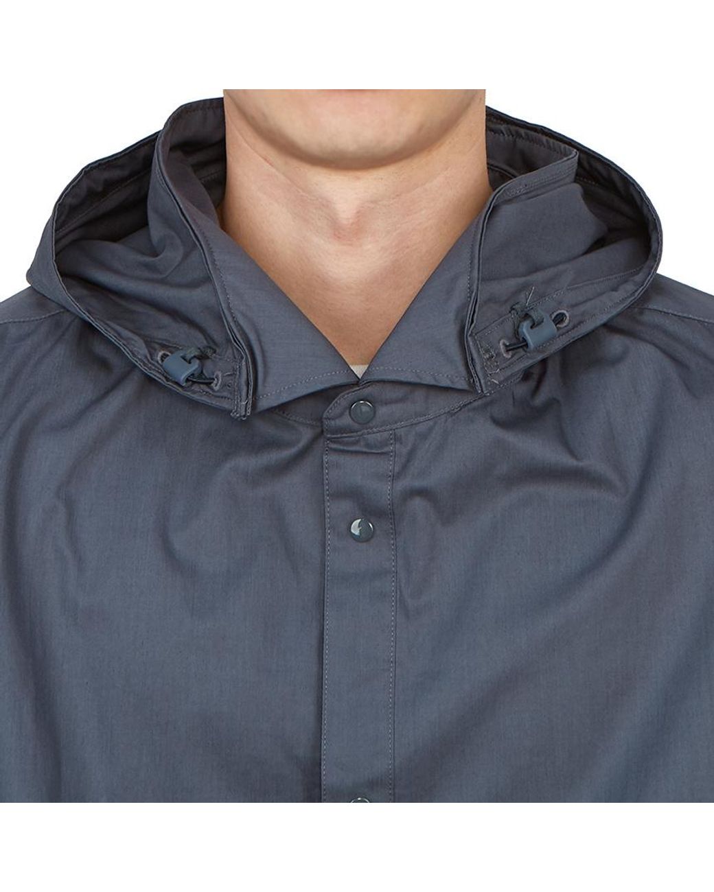C P Company Blue Hooded Cotton Shirt Jacket for men
