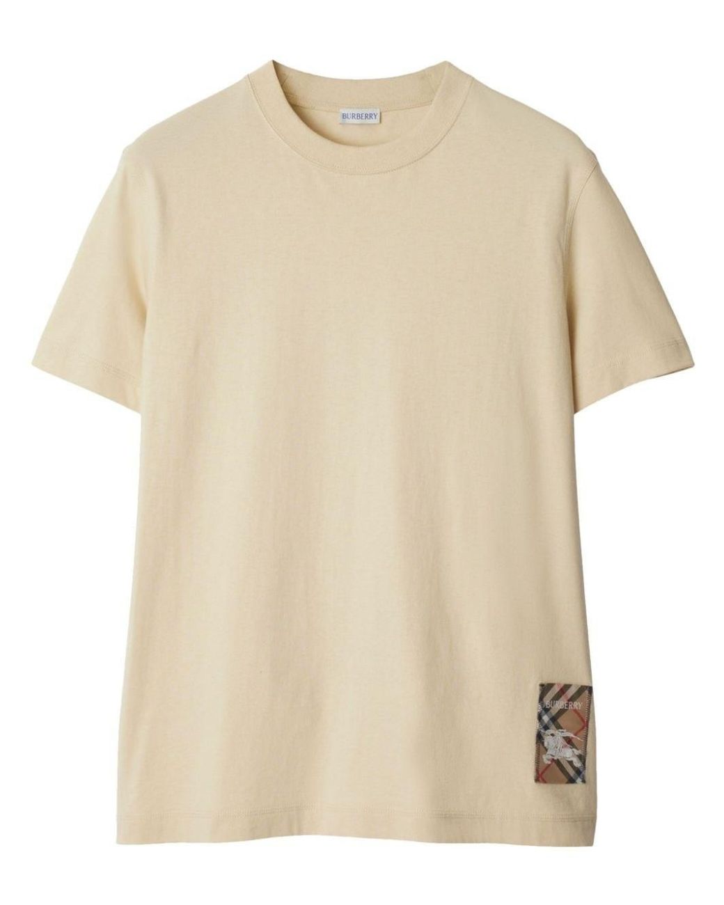 Burberry White Check Label Crewneck T-Shirt for men