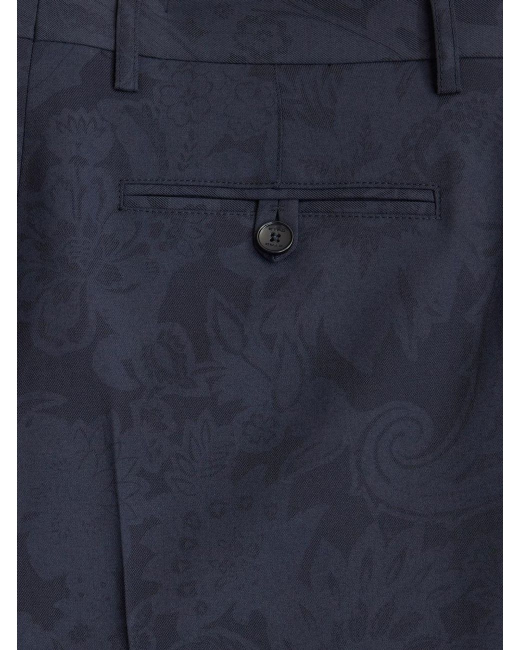 Etro Blue Straight Leg Tailored Pants for men