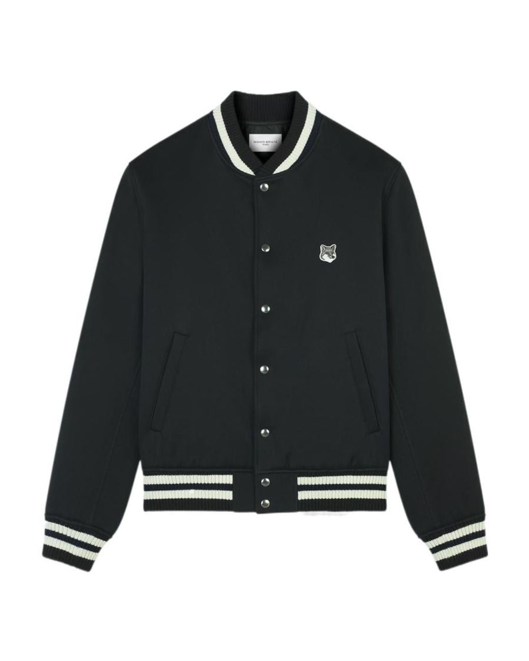 Maison Kitsuné Black Maison Kitsuné Logo Embroidered Bomber Jacket for men