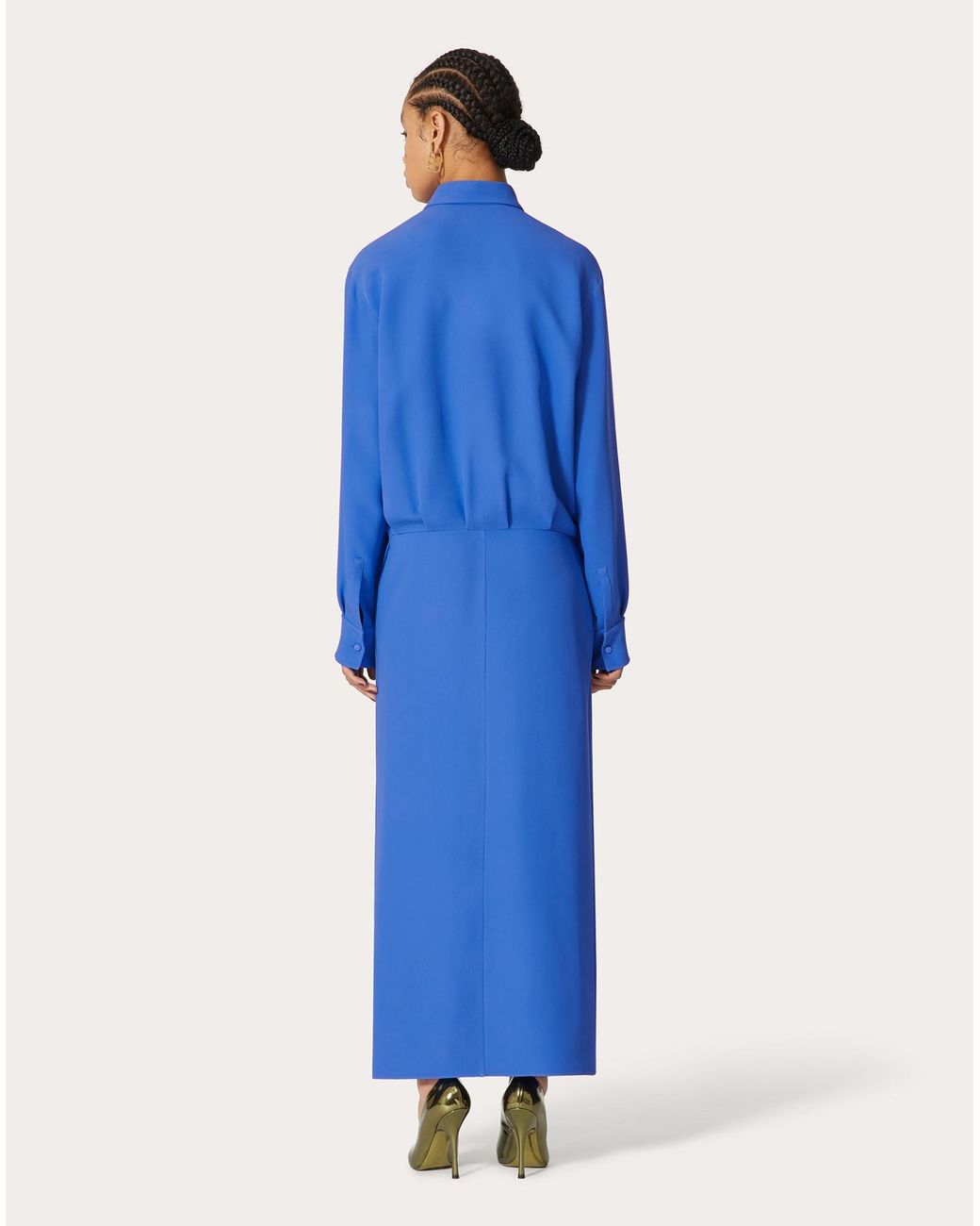 Valentino Blue Cady Couture Shirt Dress
