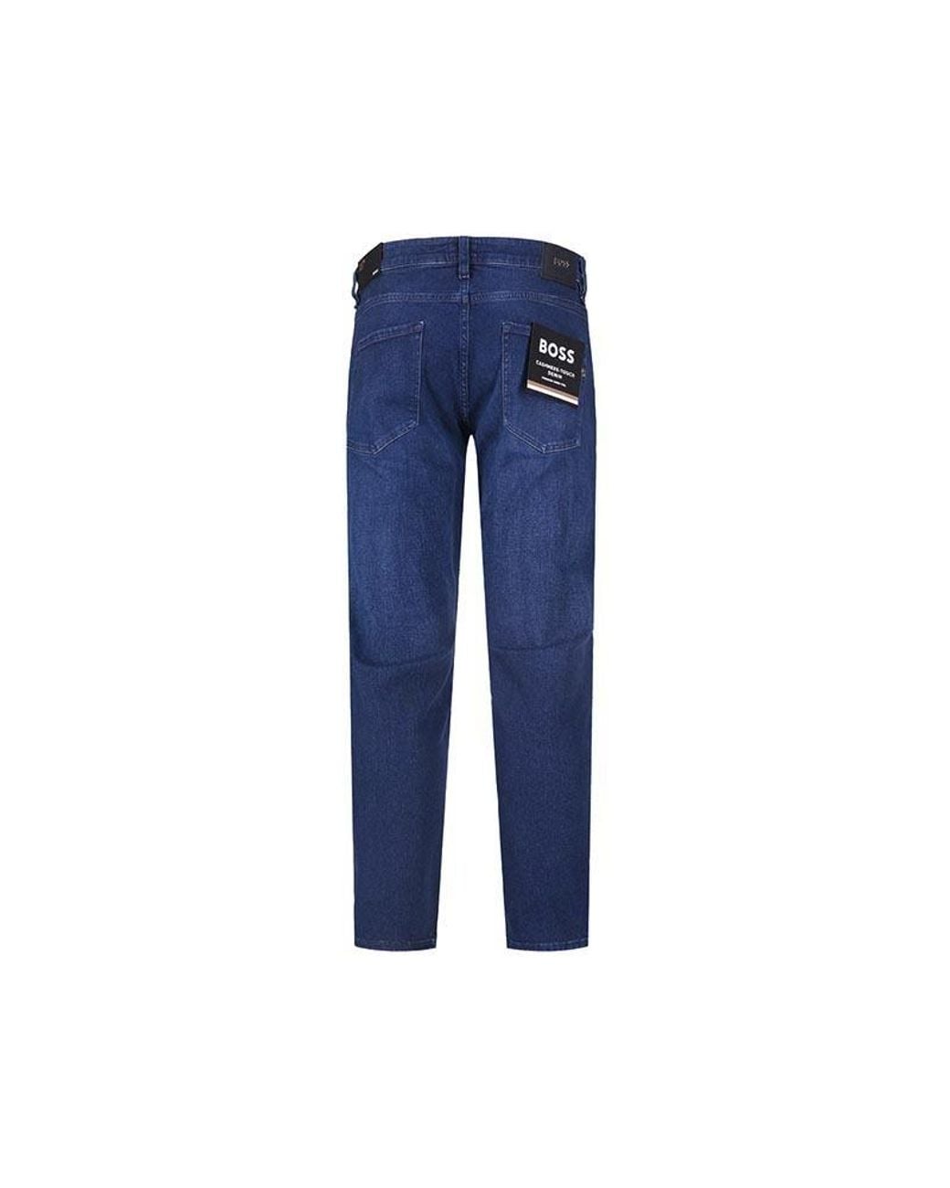 Boss Blue Boss Logo Patch Tapered Jeans for men