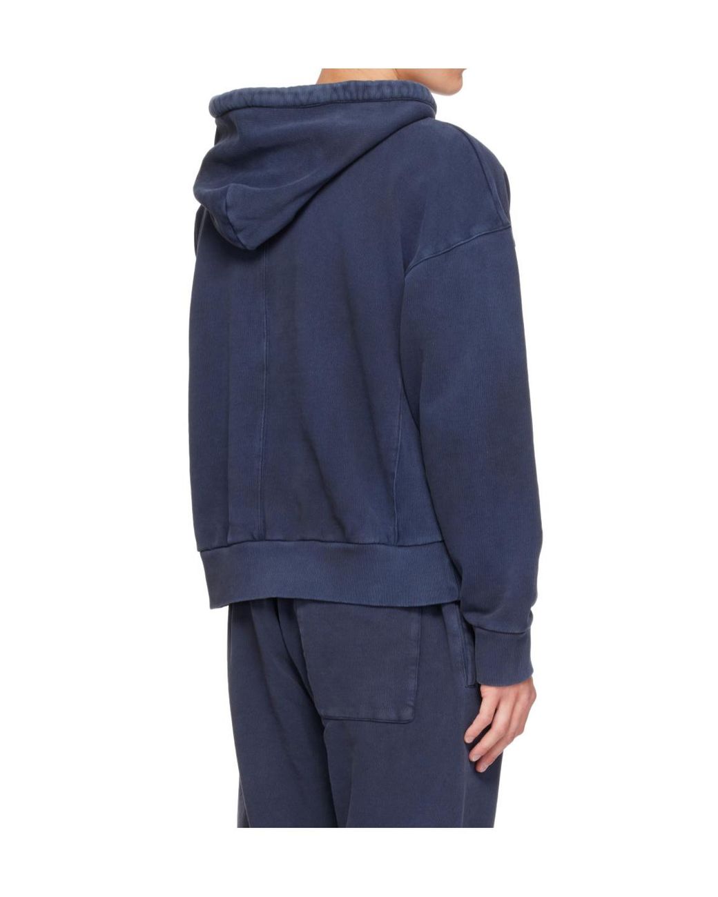 Entire studios Blue Distressed Hooded Sweatshirt for men