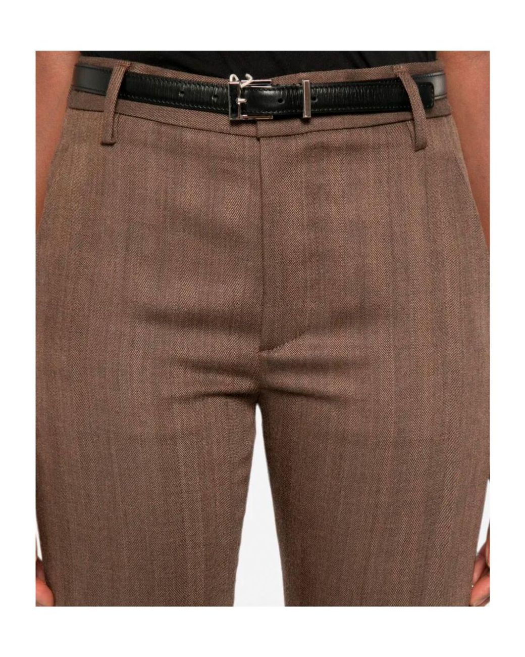 Dondup Brown Nima Herringbone-Pattern Cropped Wool Trousers