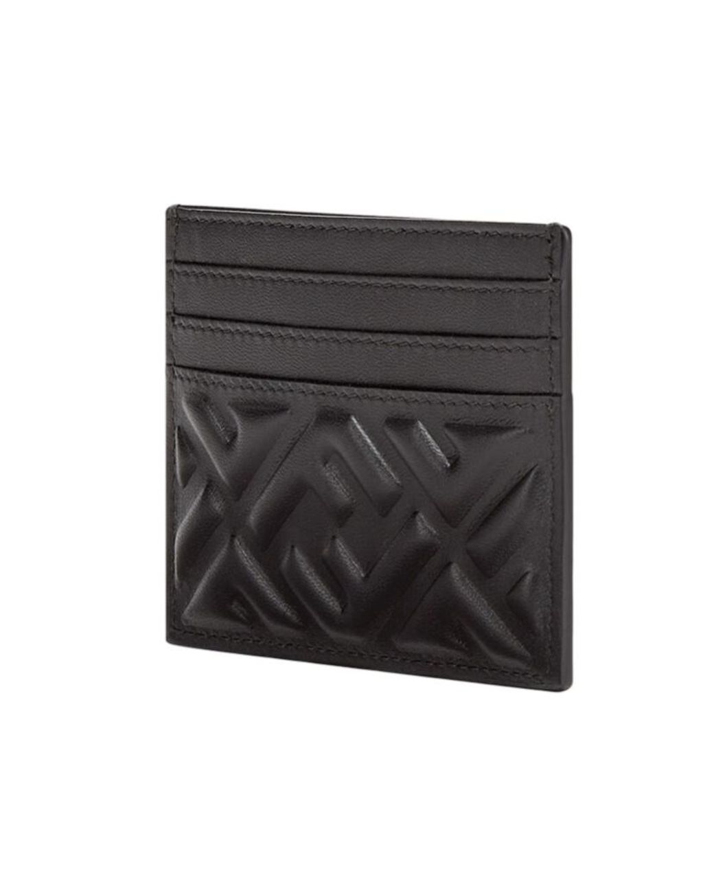 Fendi Black Baguette Ff Embossed Card Case