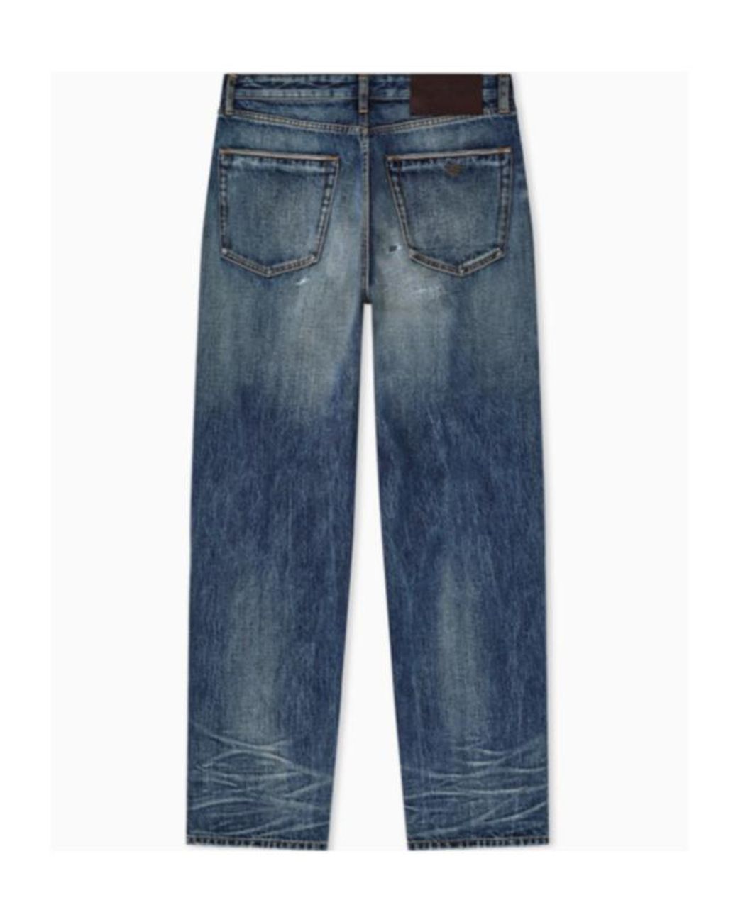 Emporio Armani Blue Distressed Straight Leg Jeans for men