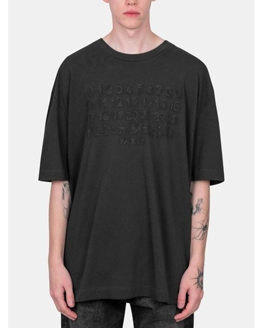Maison Margiela Black Numbers-Motif Crewneck T-Shirt for men