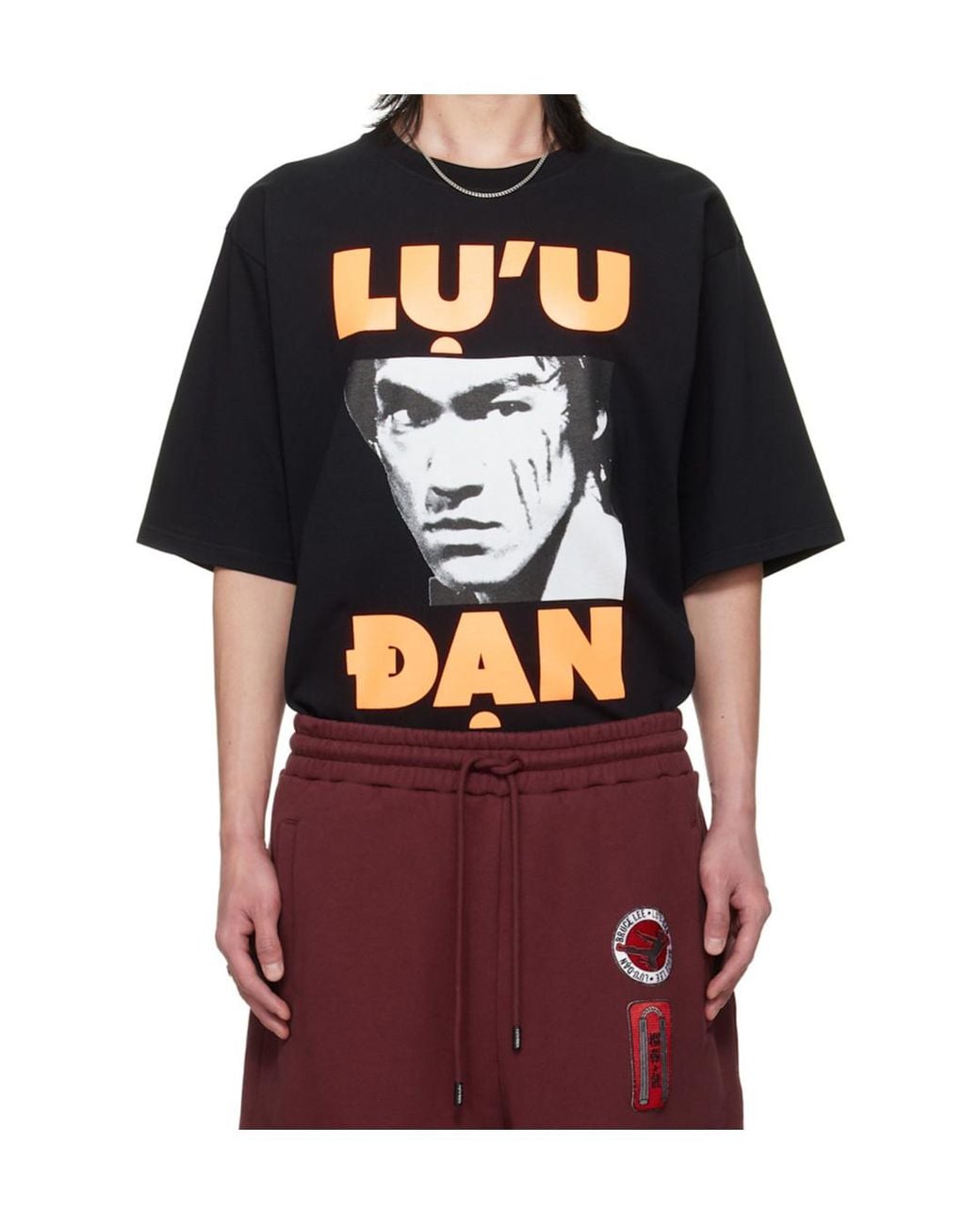 Lu'u Dan Black Bruce Lee X Collaboration Concert Crew Neck T-Shirt for men