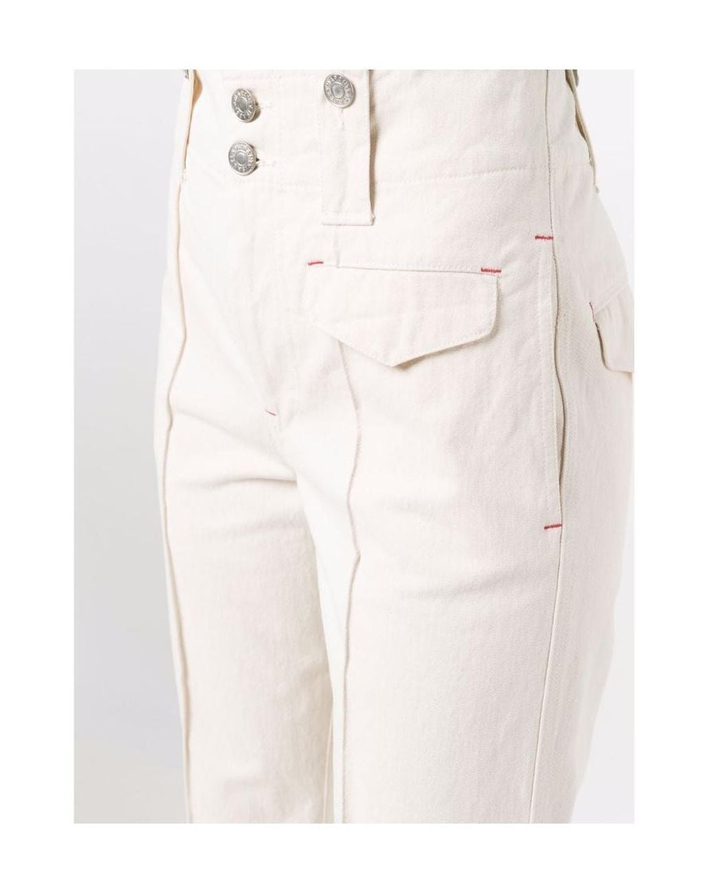 Isabel Marant White Belt Loop Straight Trousers