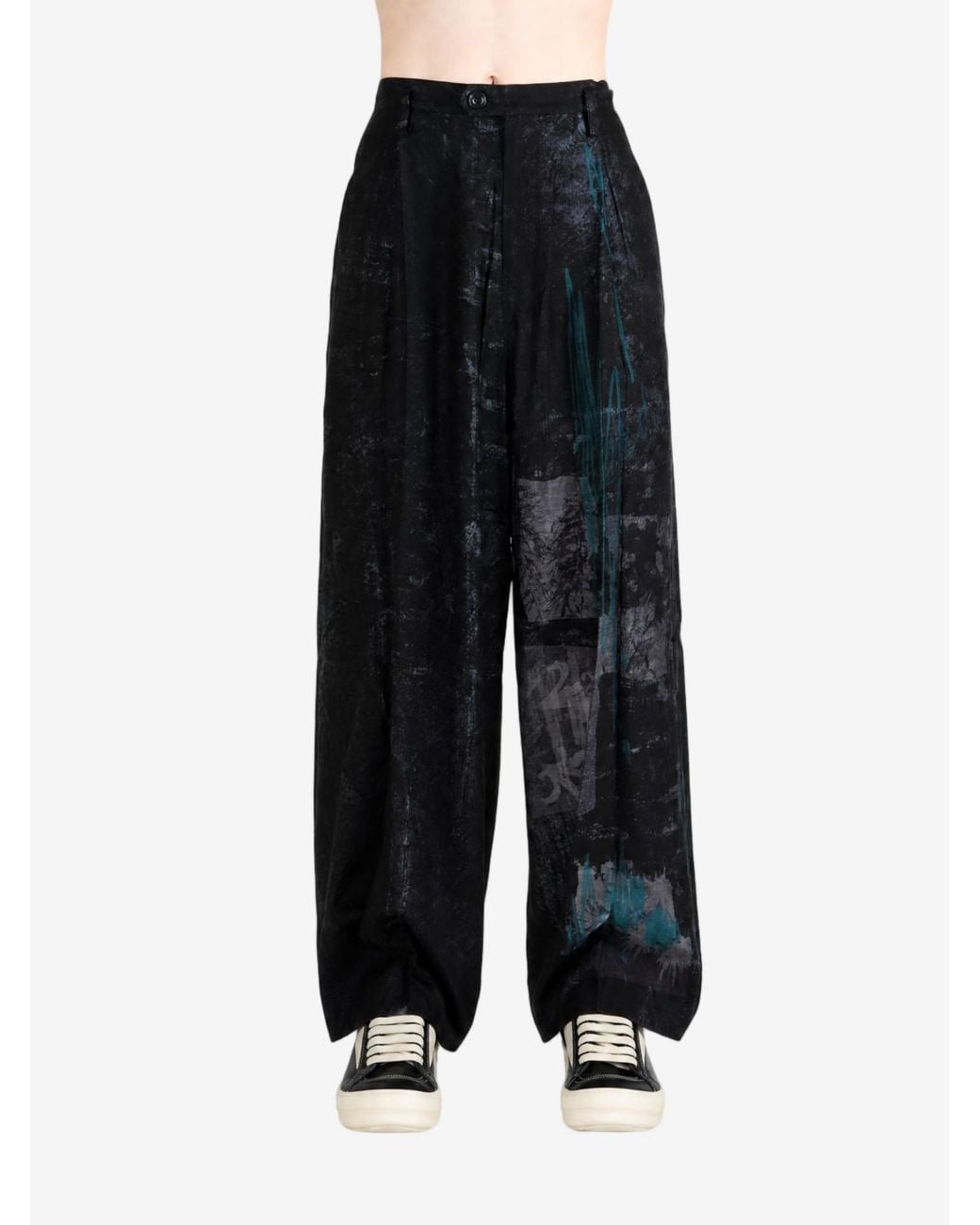 Y's Yohji Yamamoto Gray Cupro-Dungaree Twill Gather Pants