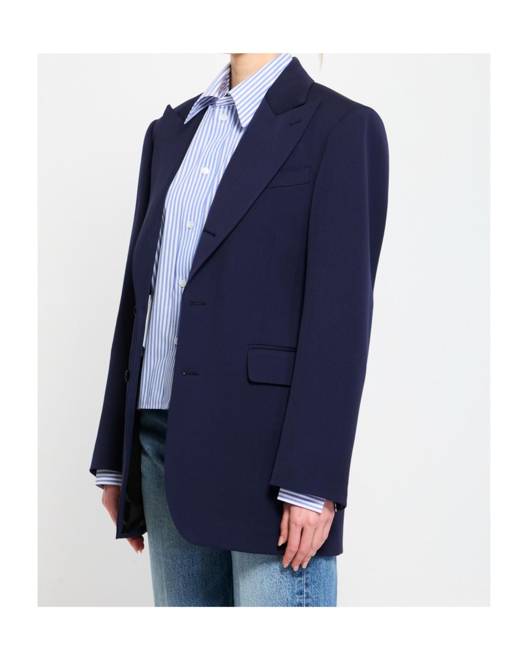 Céline Blue Lapel Long-Sleeved Blazer