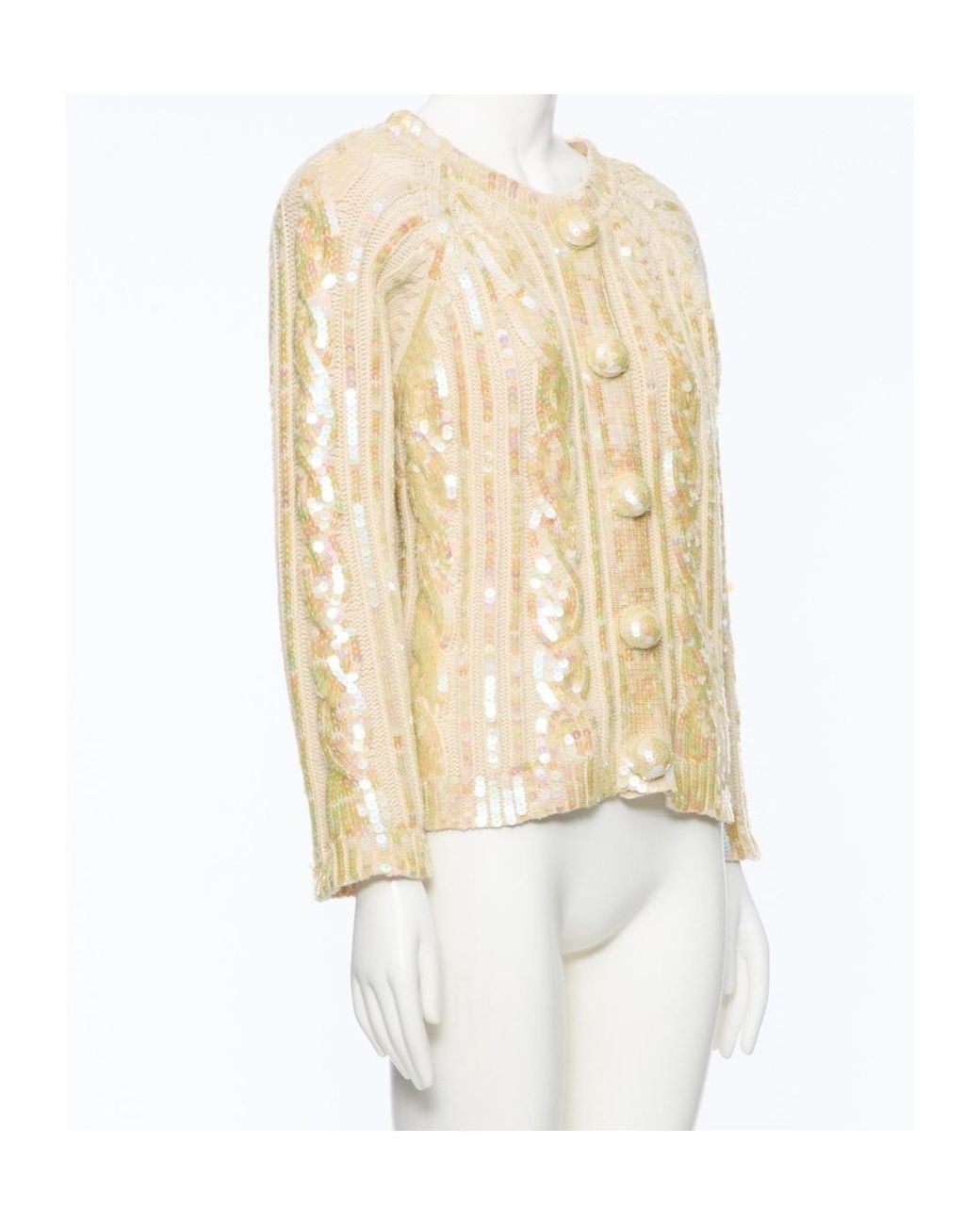 Valentino White Embellished Button-Up Cardigan