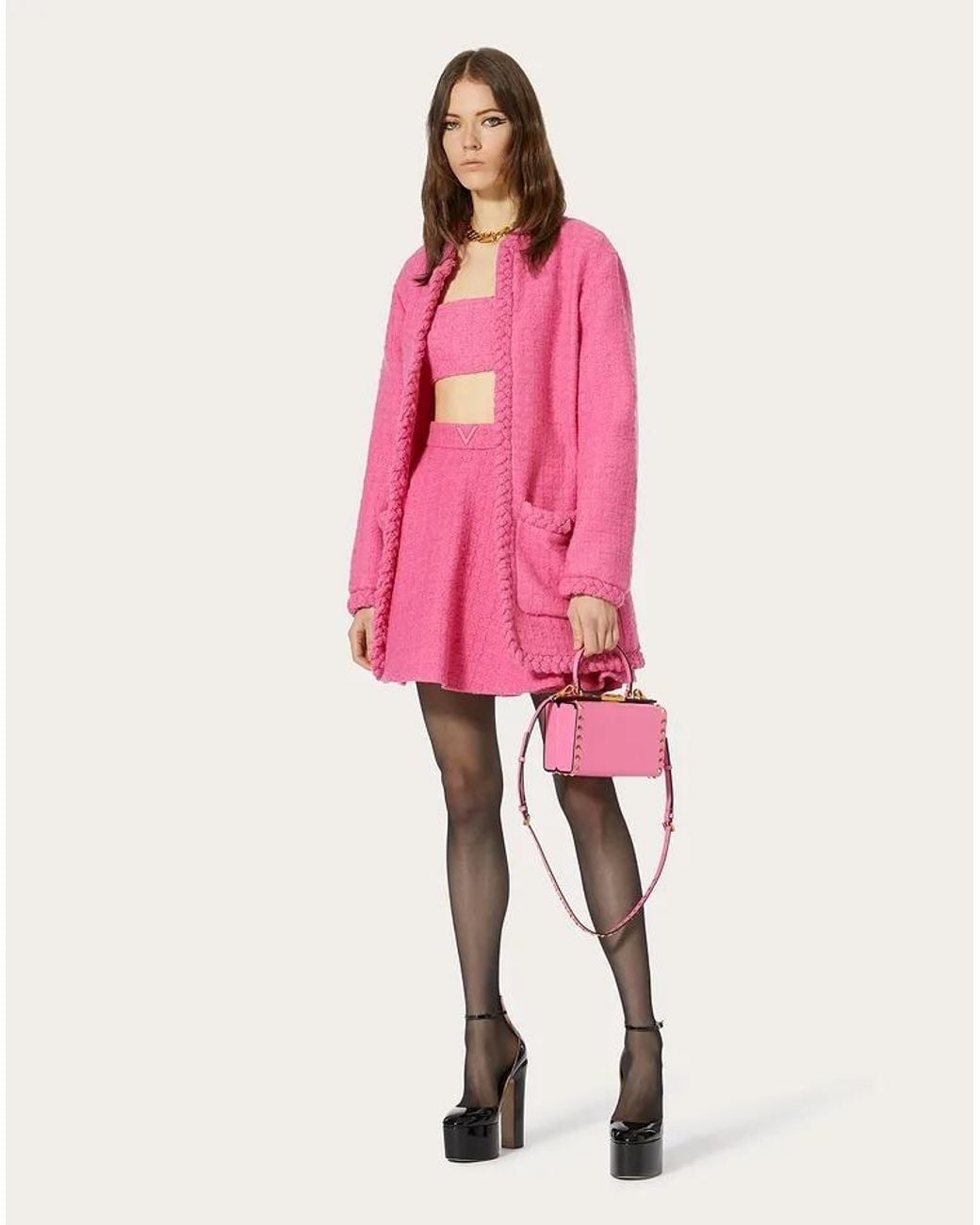 Valentino Pink Tweed Cropped Top