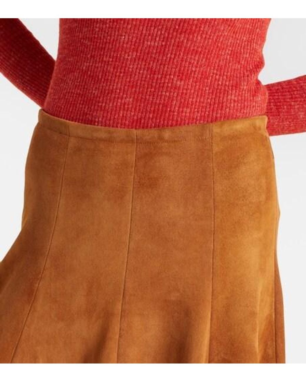 Stouls Brown Sabrina Suede Midi Skirt
