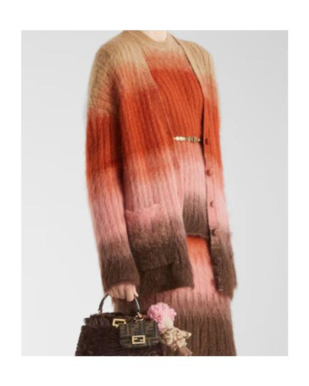 Fendi Orange Oversized Long-Sleeve V-Neck Cardigan