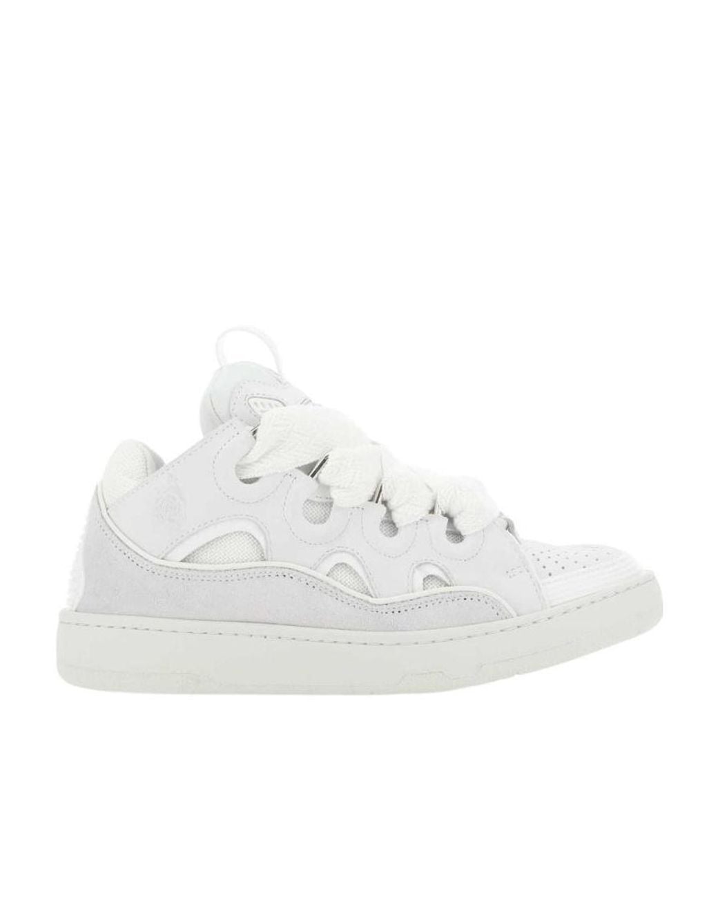 Lanvin White Oversize-Laces Low-Top Sneakers